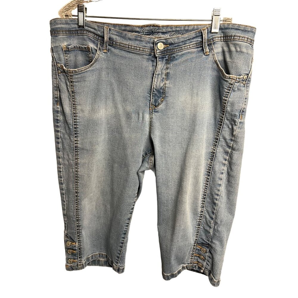 Gloria Vanderbilt capris 16 stretch blue denim comfortable summer flaw